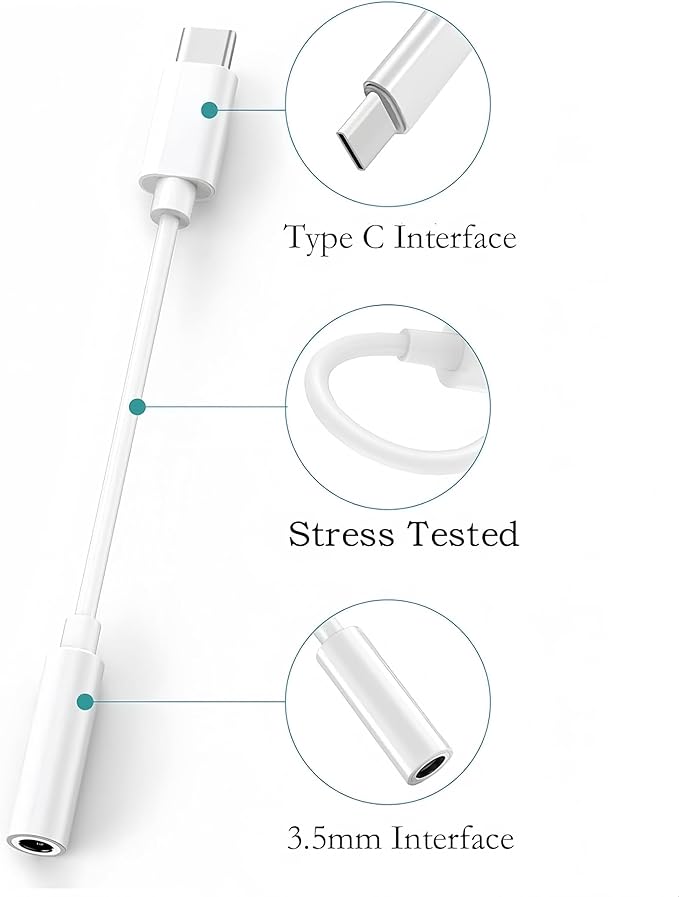 10 Pack Usbc to 3.5mm Jack Audio Adapter,The Headphone Adapter to USB C Compatible with iPhone 17/16/15 Series,Samsung Galaxy S25,S24,S23 Ultra,Note 20,iPad Pro,MacBook,Pixel XL and More