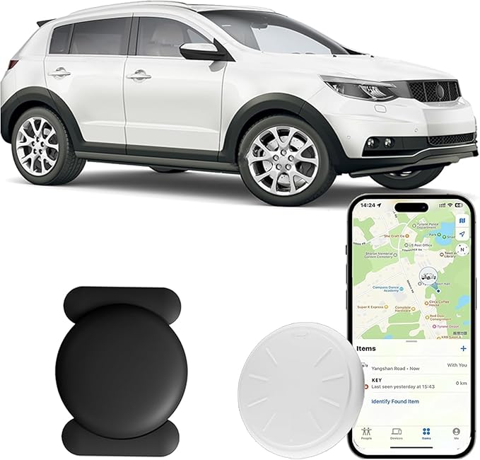 Hongtop Mini GPS Tracker for Vehicles,No Monthly Fee Magnetic GPS Tracker,Full USA Coverage Hidden Car Locator for Vehicles,Kids,Elderly,and Assets,Work with Apple Find My（iOS Only） (Black,1PCS)
