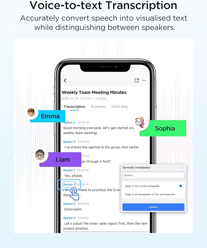 BOYA Notra AI Voice Recorder,Ambient/Phone Call/Bluetooth Capture, AI Transcription&Smart Summary, Support 140+ Languages, 64GB Storage, Magnetic Note Taker for Meetings,Lectures,Interviews(Sliver)