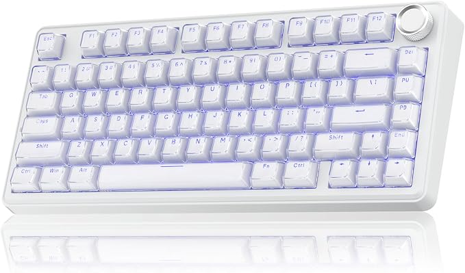 SOLAKAKA A75 Wireless Gaming Keyboard with Multifunction Knob, BT5.0/2.4GHz/USB-C, 75% Mechanical Keyboard, Hot-Swappable, Gasket Creamy Keyboard with RGB Backlit, Crystal Keycaps, for PC/Mac/PC