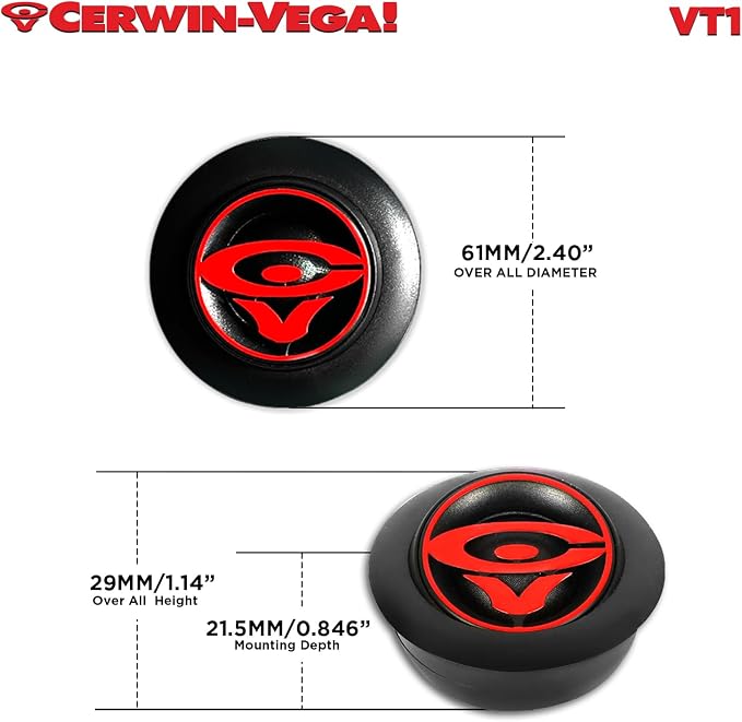 CERWIN-VEGA! VT1 1" Vega 180 Watts 4 Ohm Silk Dome Tweeters (Pair)