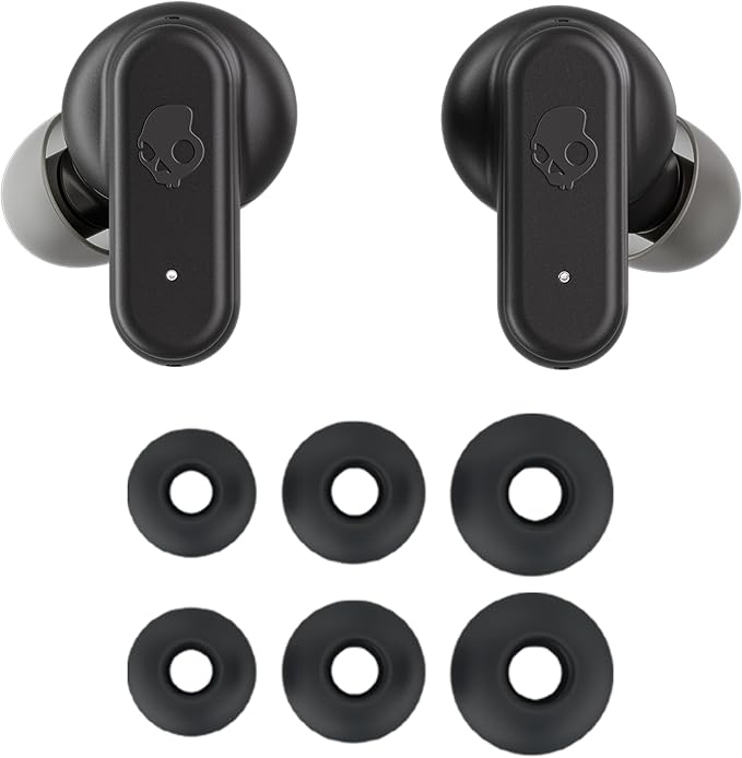 Skullcandy Dime 3 Wireless Earbuds, Bluetooth Headphones, Noise Isolating Fit, Up to 20 Hours Battery, Microphone for iPhone Android, Easy Carry with Integrated Lanyard - True Black