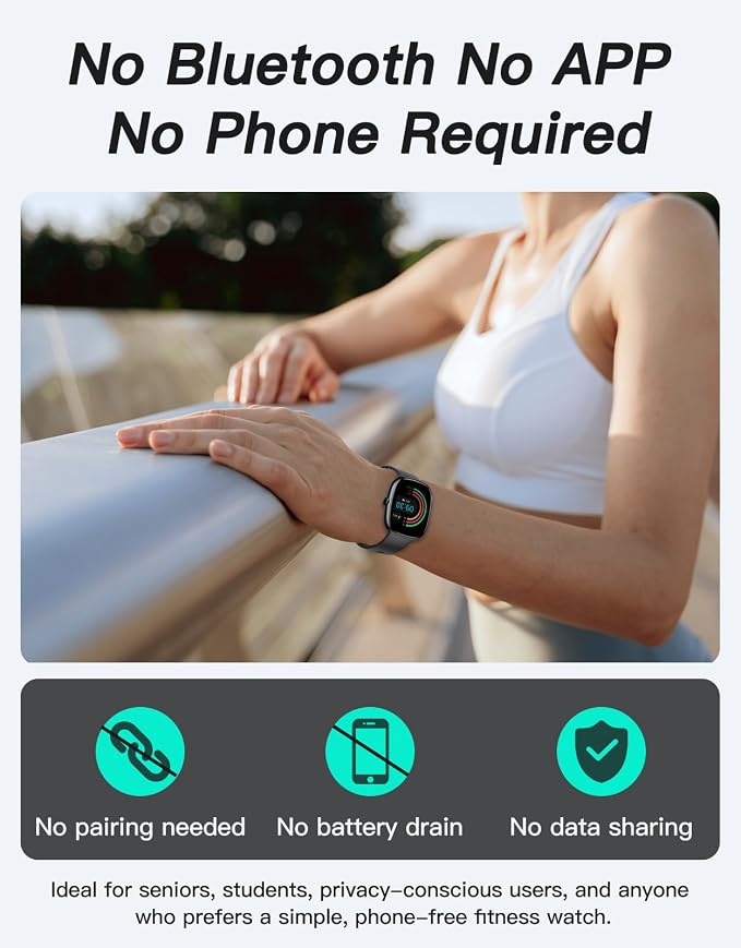Fitness Trackers, No Bluetooth No APP/Phone Needed, 1.8" Fitness Watch for Men Women with Pedometer Heart Rate/Blood Oxygen/Sleep Monitor 100 Sports, Steps Counter Walking Running Waterproof