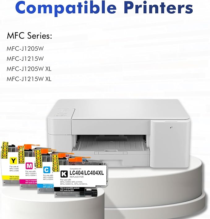 LC404 MFC-J1205W LC404XL Ink Cartridges for Brother Printer 404XL LC 404 XL for MFC-J1205W MFC-J1215W MFC J1205W J1215W - 4 Pack High Yields Black Cyan Magenta Yellow