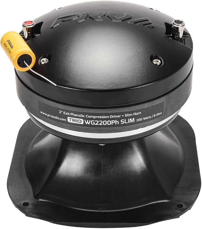 PRV AUDIO 2" Exit Midrange Compression Driver + Horn WG2200Ph Slim 200 Watts 8 Ohm 109 dB, Shallow Profile Aluminum Horn + Ferrite Phenolic Driver