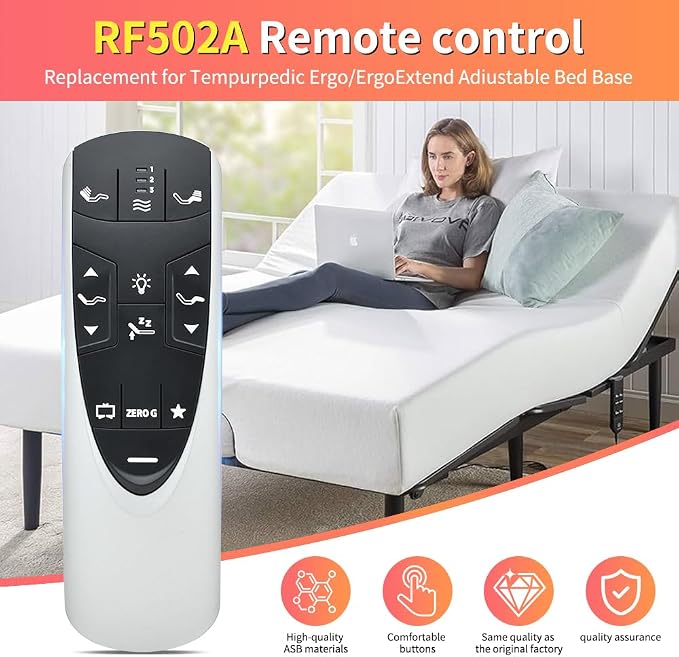 RF358A Remote Control Replacement for Tempurpedic Ergo or Ergo Extend Adjustable Bed Base JDLK.33.01.18 RF358A JLDK.33.01 36, Compatible with RF502A, 2 Years Warranty