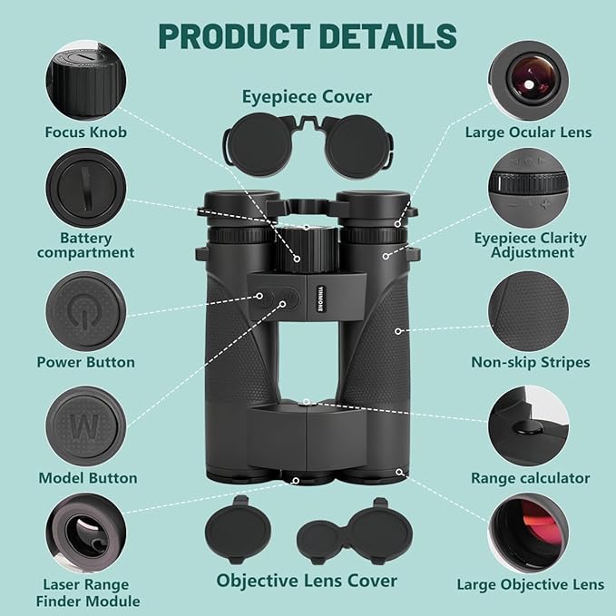 2026 New 10x42 Laser Rangefinder Binoculars for Hunting Speed Distance Measurement 2500 Yards, Fast 0.15s,PXA+UBX+BAK4 Prism Waterproof Fogproof for Adults,Shooting, Golf & Outdoor Adventures-Black