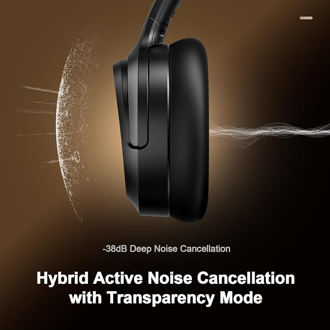 Calmbee Bluetooth Headphones, Hybrid Active Noise Cancelling Wireless Headphones Over Ear with Microphone, Up to 140H Playtime, Transparency Mode, Deep Bass, Clear Calls, Comfort fit for Travel, Home | Bluetooth 5.3, Microphone, Up to 140H Playtime, AN...
