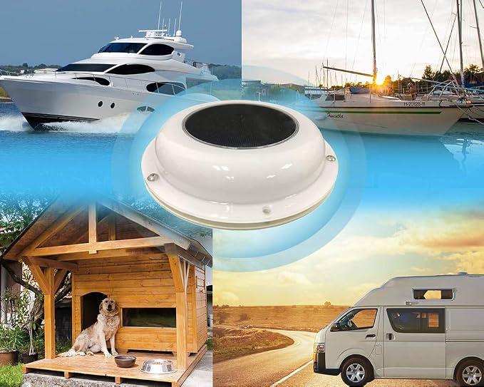 Solar Ventilation Fan without Battery for Boat, Yacht, Camper, Home, White