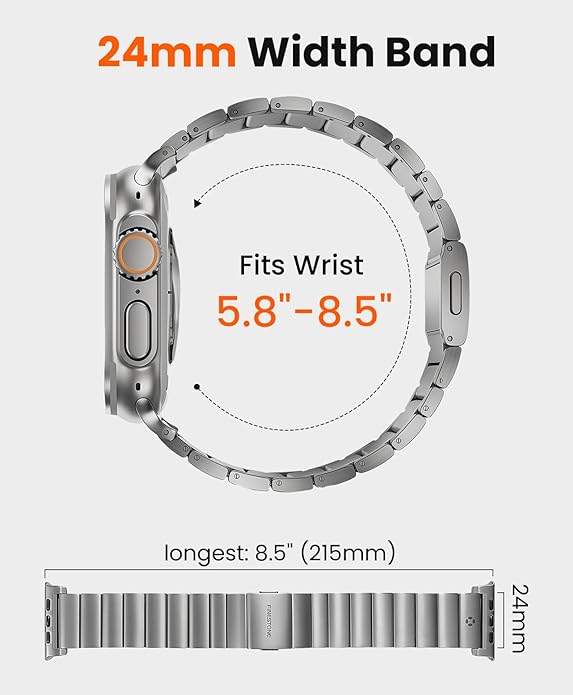 Grade 5 Titanium Band for Apple Watch Ultra 3/2/1 49mm & Series 11/10 46mm,Dual Magnetic Clasp with Adjustable Small Link,Scratch Resistant & Premium Color Matched Metal Band for Men,CRNS02