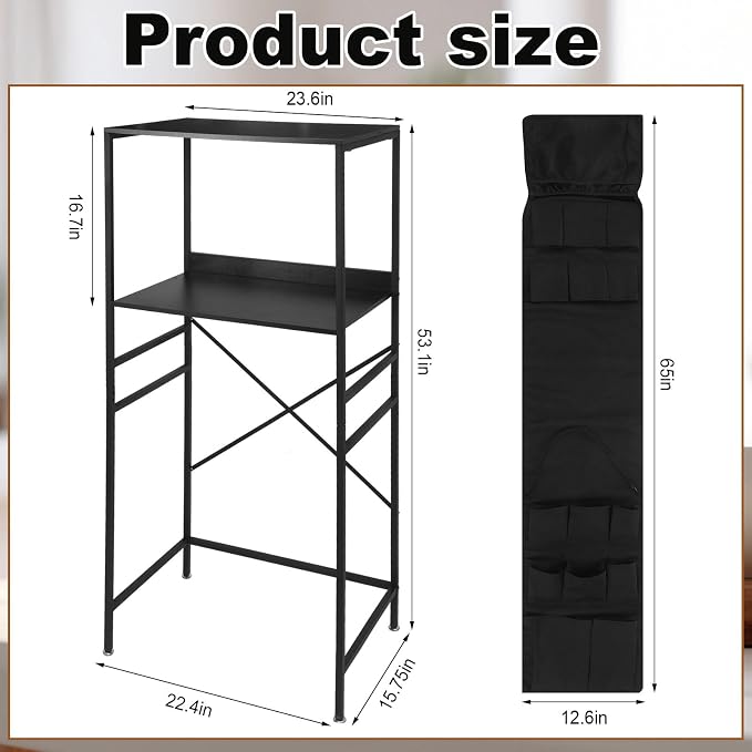 Weysat Dorm Essentials 1 Pcs Mini Fridge and Microwave Stand for Dorm 1 Pcs Mini Fridge Organizer Over the Refrigerator Storage Organizer for Home Office School Kitchen(Black)