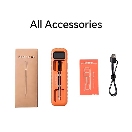 Wireless Meat Thermometer with Stable Bluetooth Connection, ±1°F Accurate 6-Sensor Probe, App-Controlled Digital Food Thermometer, Rechargeable, IP67 Waterproof for BBQ, Grill, Smoker & Oven
