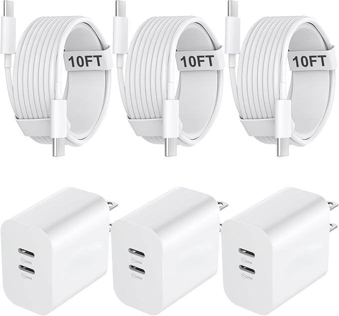 USB C Charger for iPhone 17/16/15 Pro Max Charger Fast Charging 10FT, 20W C Charge Block with USB C to C Cord Cable Compatible for iPhone 17 16 15 Pro Max/17 16 15 Pro/17 16 15 Plus/17 16 15