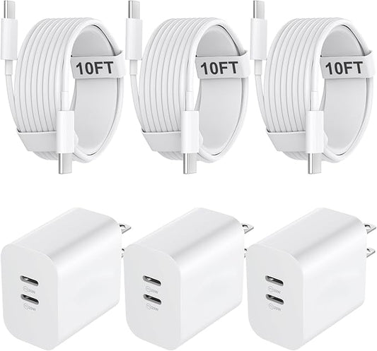 USB C Charger for iPhone 17/16/15 Pro Max Charger Fast Charging 10FT, 20W C Charge Block with USB C to C Cord Cable Compatible for iPhone 17 16 15 Pro Max/17 16 15 Pro/17 16 15 Plus/17 16 15