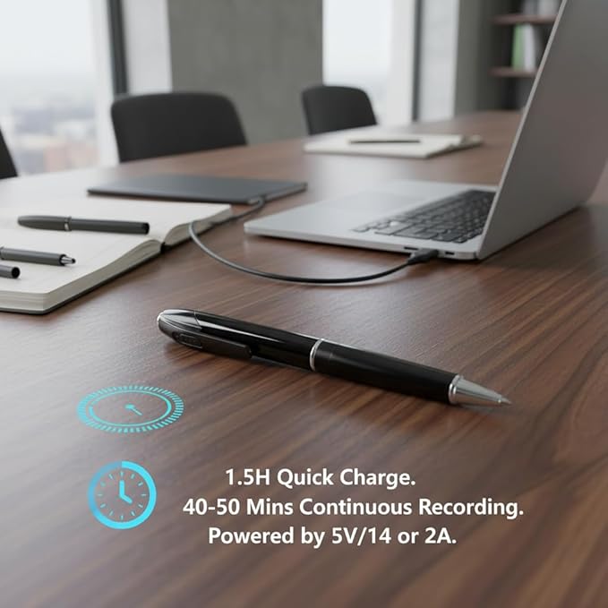 64GB Digital Voice Recorder Pen, 1080P HD Multimedia Recorder for Lectures Meetings Interviews, Professional Dictaphone with 3 Ink Refills, One-Key Manual Operation, USB Transfer