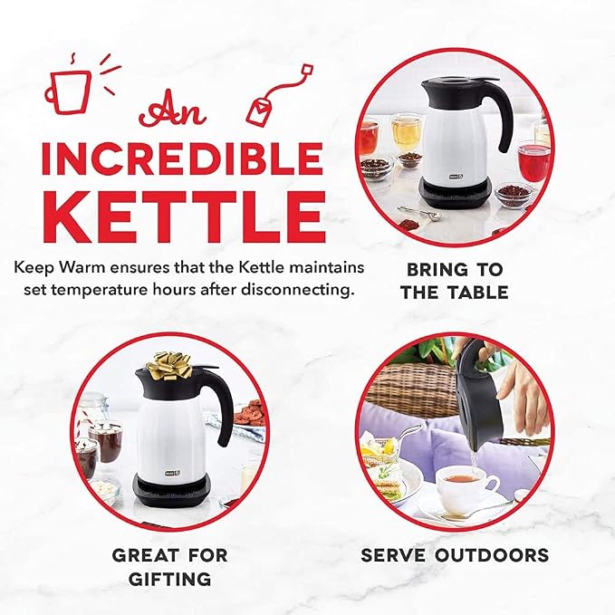 Dash Insulated Electric Kettle, 1.7L Stainless Steel Tea Kettle with Temperature Control, Keep Warm, Digital Display, Cool-Touch Exterior, Hot Water for Tea & Coffee, 1500W