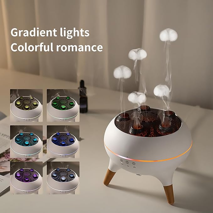 Dynamic Jellyfish Diffuser Humidifier, 7 Colors LED Lights 250ml Essential Oil Diffuser,Remote Control Humidifier for Bedroom & Office