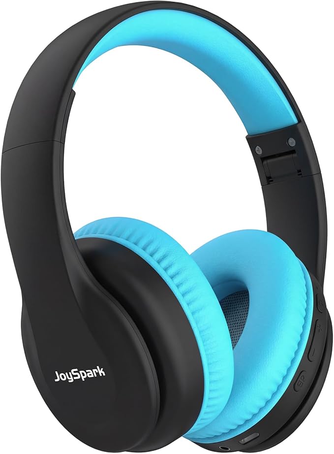 JoySpark Kids Bluetooth Headphones, Lightweight Wireless Headphones for Kids, 85/94dB Volume Limited, 60 Hours Playtime, Bluetooth 5.3, Over-Ear Toddler Headsets with Built-in Mic (Black Blue)