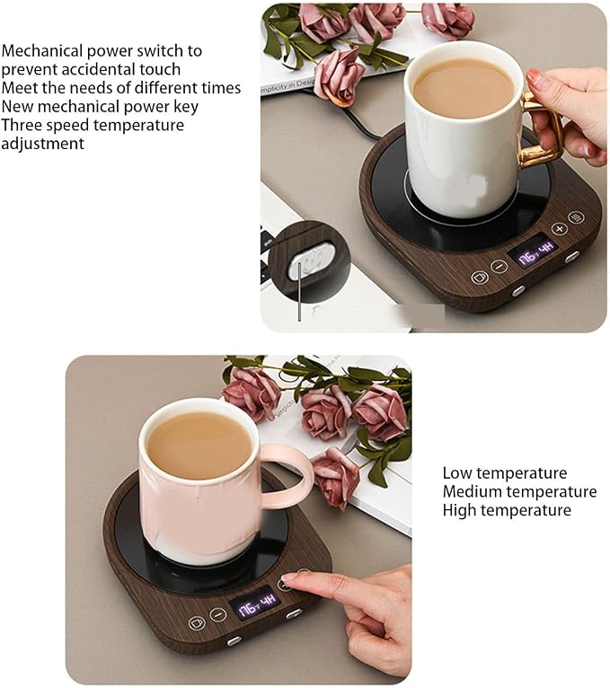 , 36W for Desk with 3 Temperature Settings, 1-9 Hrs Timer, Auto Shutoff Electric Cup Warmer for Tea Milk, Candle Warmer Plate for Home & Office (US Plug)