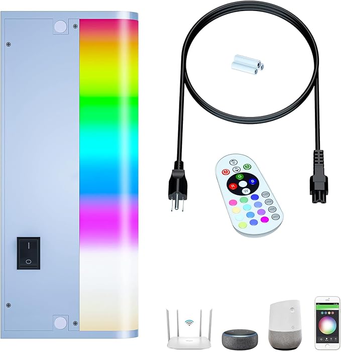 LAMPAOUS LED Under Cabinet Lighting Hardwired,White and RGB Multi Colored Smart Cabinet Lights with Remote App, Alexa and Google Compatible WiFi Blutooth Wireless Undermount Lamp for Kitchen