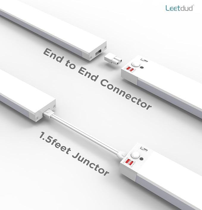 Leetdud Under Cabinet Lighting Plug in 16 Inch, 120V Motion Sensor Lights Indoor, 3CCT 3000/4000/5000K, Aluminum Linkable Super Bright LED Counter Light with Timer for Kitchen, Shelf, Closet, 2 Pack