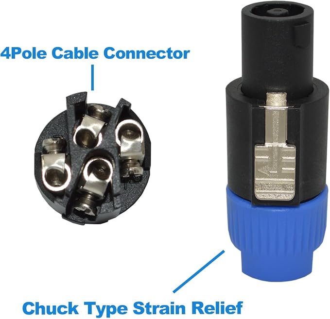 speakon Connector，25 Packs，Audio Speaker Plug Twist Lock 4 Pole Speaker Plug ，nl4 Connector Compatible with Speakon NL4MPR, NL4FC,NA4LJ, NA4LJX, NL4MP, NL4FX, NL4 & NL2 Series, NL2FC