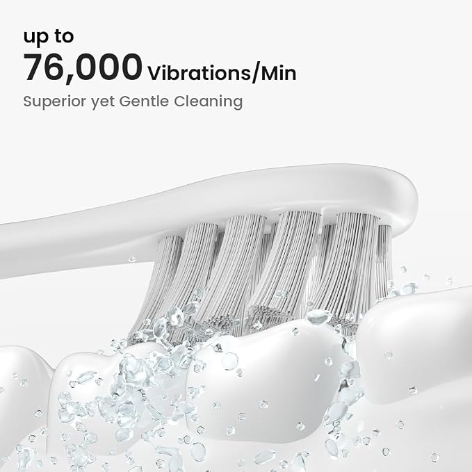 Oclean Electric Toothbrush for Adults, 150 Days Battery Life Electric Toothbrush, USB Rechargeable Sonic Travel Toothbrush with 6 Brush Heads & Travel Case, 5 Modes and Smart Timer