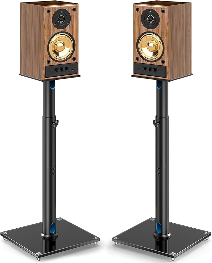 5Rcom Universal Speaker Stands for Surround Sound with 360° Swivel，Height Adjustable Bookshelf Speakers Stand from 32" to 43" with Cable Management, Speaker Stands Pair with Nonslip Pad Easy Install