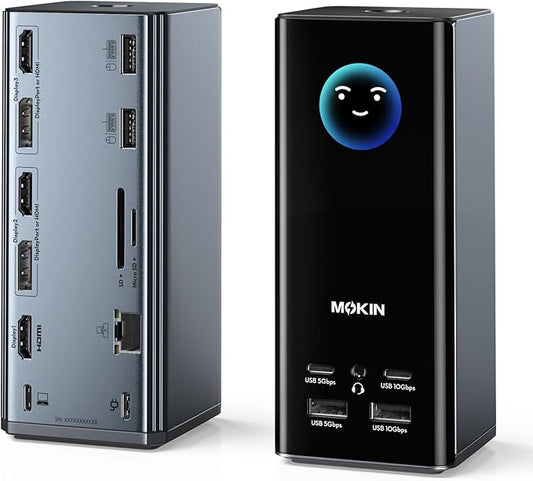 USB C Docking Station 3 Monitors 3 HDMI 2DP, MOKiN USB C Dock Multi Display with USB A&C 3.1, USB A&C 3.0, USB A 2.0, PD 100W, Ethernet for USB C Laptop HP/Dell/Lenovo