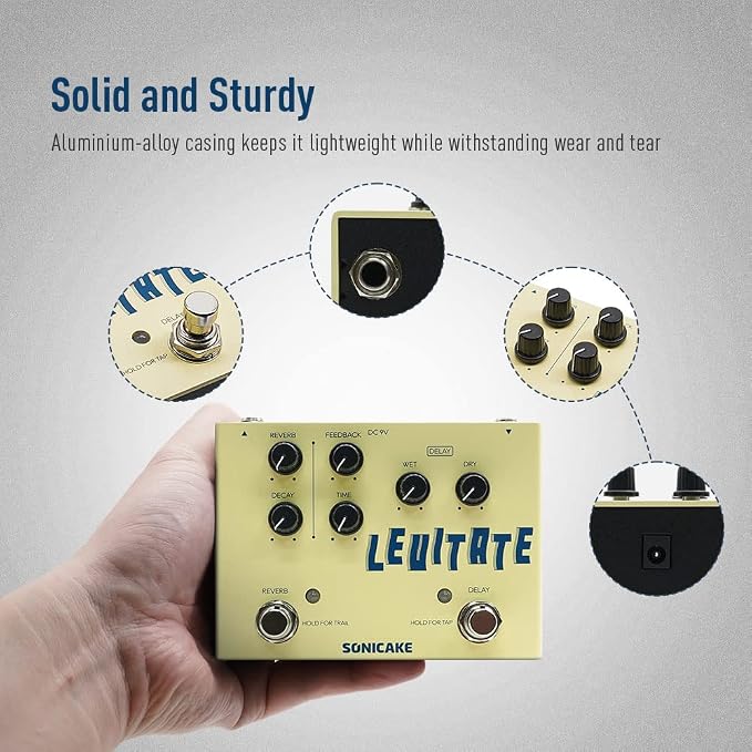 SONICAKE Delay Reverb 2 in 1 Guitar Effects Pedal Digital Levitate