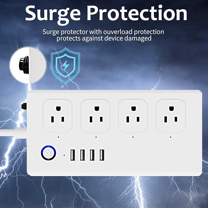 Smart Power Strip10A, WiFi Outlet, UseeLink Surge Protector, USB Power Outlet, Smart Extension Cord Compatible with Amazon Alexa and Google Assistant, Timing Control, Overload Protection