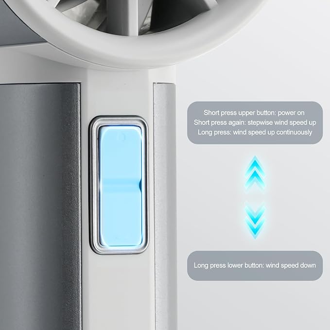 Handheld Turbo Fan with 1-100 Speed - 15H Max Cooling Mini Portable Fan, Metal Personal Air Cooler for Commute and Travel, Gifts for Men and Women, Sliver