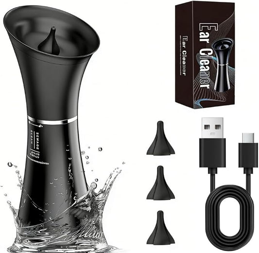 Ear Wax Removal Kit,Ear Cleaner, Electric Ear Cleaning Kit, 2in1 Water Tank, 4 Pressure Settings - Ear Irrigation Flushing System With Water Temperture Sensor,Ear Syringe Kit Tools for Ear Clean,Black