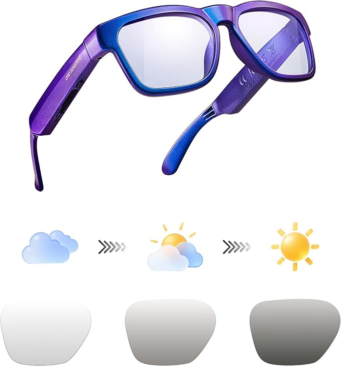 OhO sunshine Bluetooth Audio Sunglasses, Lightweight Open Ear Sport Glasses, 10H Playtime,Water Resistant with Voice Control