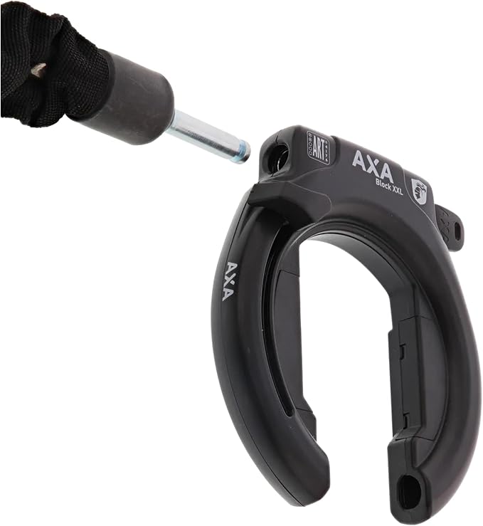 AXA Block XXL Ring Bike Lock, Heavy-Duty Retractable Rear Wheel Frame Lock with 56 mm (2.2") Extra-Wide Opening, Anti-Theft Security System for Bicycles, City Cruisers, Commuter, and E-Bikes