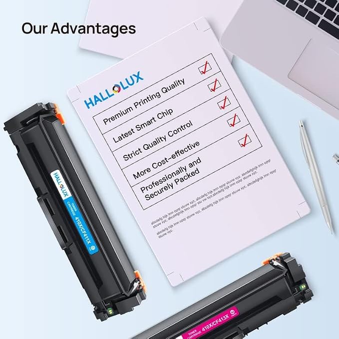 HALLOLUX 410X Toner Cartridges 4 Pack (with Chip) Replacement for HP 410X 410A Compatible with HP MFP M477fdw M477fdn M477fnw M452dn M452dw M452nw M377dw Printer Toner (4 Pack)
