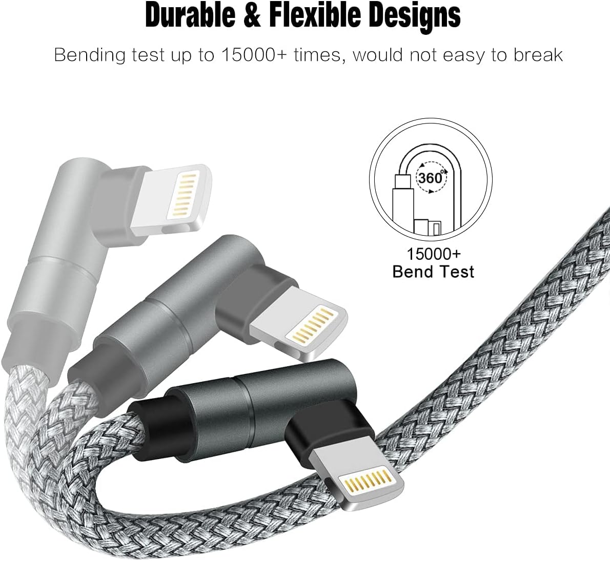 USB C to Lightning Cable 10FT MFi Certified 90 Degree iPhone Fast Charger Nylon Braided Extra Long Charging Cord Compatible with iPhone 14/13/13 Pro Max/13 Mini/12/11/XS/XR/8/iPad 8th