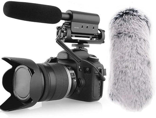 Nicama SGC-598 Condenser Shotgun Microphone with 1 Windscreen Muff for DSLR Camera Canon EOS Nikon, for Sony Mirrorless Camera DV Camcorder (NOT for Canon T5, T6 and T7)