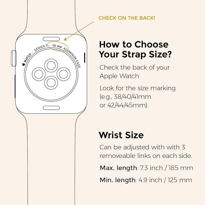 My Pretty Strap - Compatible Apple Watch Band Strap, Stainless Steel Fashion iWatch Replacement Strap- Easy Resizing, No Tool Needed, Fits Most Wrists- Compatible with Series 1-11, SE and Ultra