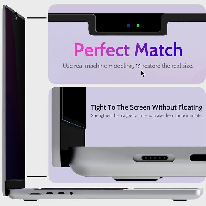Peslv Magnetic Privacy Screen for MacBook Pro 14 Inch (2021-2026, M1, M2, M3, M4, M5), Removable Matte Blue Light Glare Filter for Mac Pro 14.2" Laptop Computer