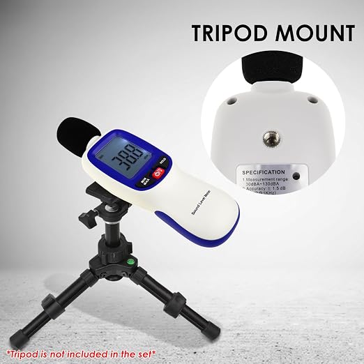Decibel Meter Bluetooth, Portable Sound Level Meter with Data Logging, Can Fit with Smartphone App Recording, 30 to 130dBA Noise Decibel Meter SPL Meter w/Data Hold MAX MIN Alarm Backlit LCD Display