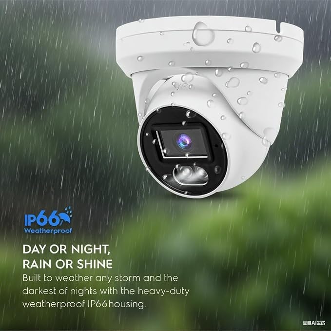 Real HD 8MP 4K PoE IP Full Color Night Vision Security Camera Outdoor, 2.8mm Wide Angle, H.265, Waterproof IP66, Metal Housing Turret Dome IP Camera, NDAA Compliant