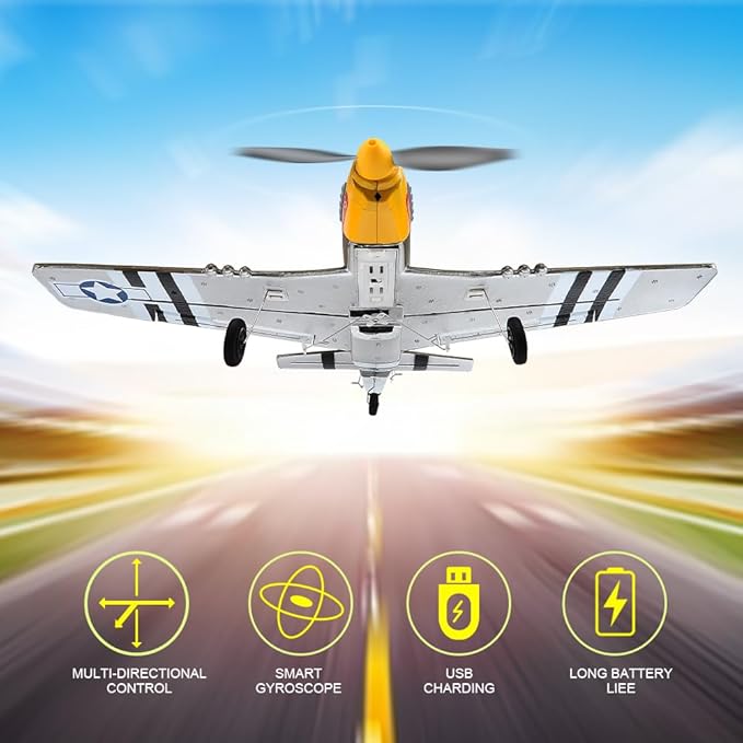 RC Plane 4 Channel Remote Control Airplane Ready to Fly P51D Mustang RC Airplane Easy Control for Beginners Adults