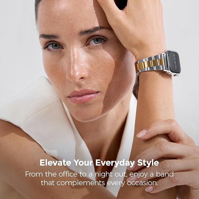 My Pretty Strap - Compatible Apple Watch Band Strap, Stainless Steel Fashion iWatch Replacement Strap- Easy Resizing, No Tool Needed, Fits Most Wrists- Series 1-11, SE and Ultra