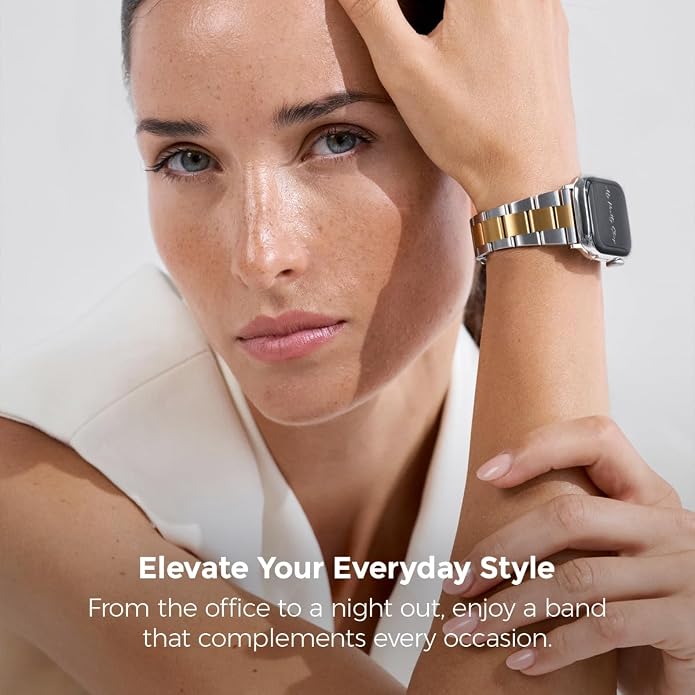 My Pretty Strap - Compatible Apple Watch Band Strap, Stainless Steel Fashion iWatch Replacement Strap- Easy Resizing, No Tool Needed, Fits Most Wrists- Series 1-11, SE and Ultra