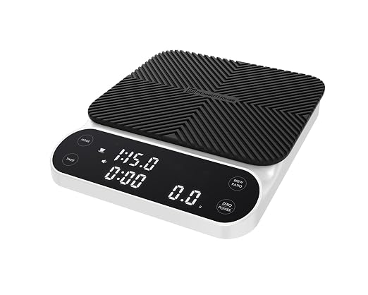 Maestri House S3 Coffee Scale with Timer, 3kg/0.1g Rechargeable Pour Over Coffee Scale, 3 Brew Modes, Adjustable Brew Ratios & Flow Rate Display, Scale for Pour Over, Espresso & French Press-White