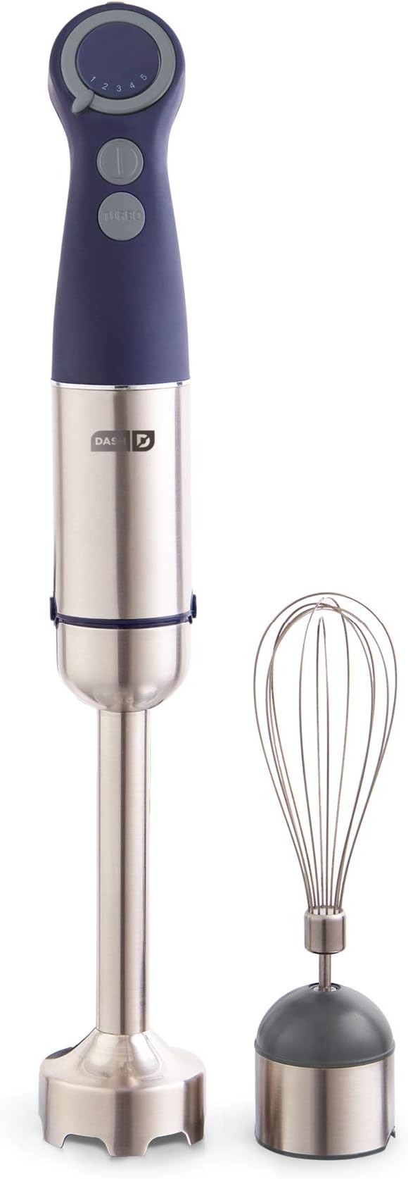 Dash Chef Series Immersion Hand Blender, 5 Speed, 330W Handheld Stick Blender with Whisk Attachment, Stainless Steel Blades for Soups, Sauces, Smoothies & Purées - Midnight