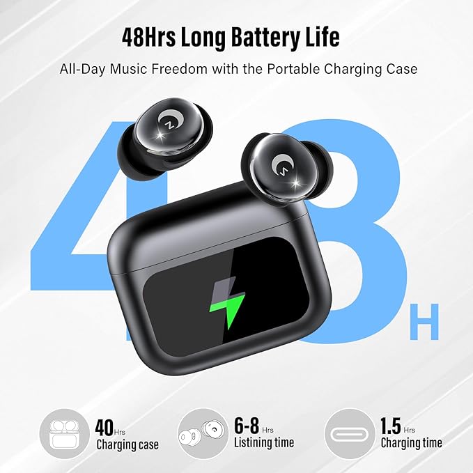 VEKJ Sleep Earbuds Bluetooth 5.4, 48H Smart Touch Screen in Ear Ear Buds, 2025 Mini Sleep Headphones Small Design for Side Sleepers, 5 EQ Modes, Clear Calls, IPX7 Waterproof in Ear Earphones