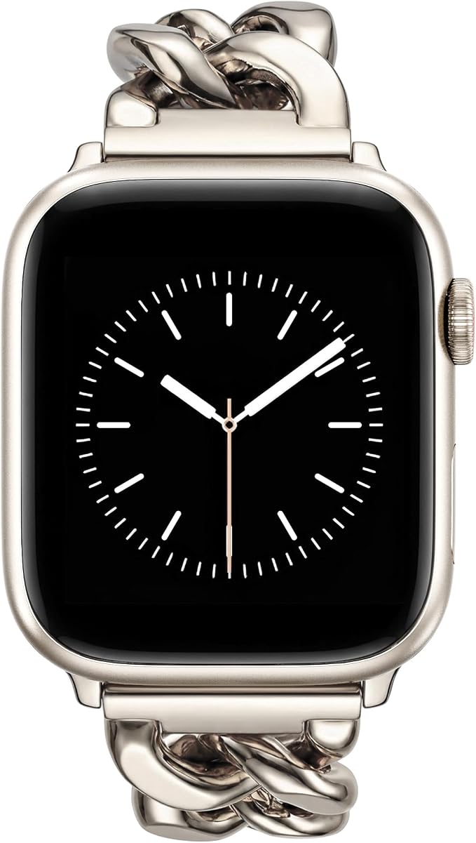 V.R.HOPE Starlight Apple Watch Bands for Women, Designer Cowgirl Chain Bracelet Strap Compatible with Apple Watch 38mm 40mm 41mm 42mm, Dressy Stainless Steel Metal Band for iWatch Series11 10 9 8 7 6 5 4 SE3（Starlight)