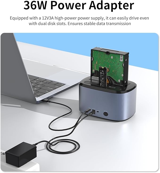 GODO M.2 NVMe/SATA SSD/HDD Expansion Dock, Dual-Slot Support for M.2 NVMe/SATA + 2.5-inch/3.5-inch SSD/HDD Adapter, USB-C Hard Drive Cloning Station and Card Reader, Supports Offline Cloning